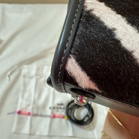 NWT Coach Rogue Bag 12 In Haircalf With Zebra Print (Micro Bag) - Picture 10 of 11